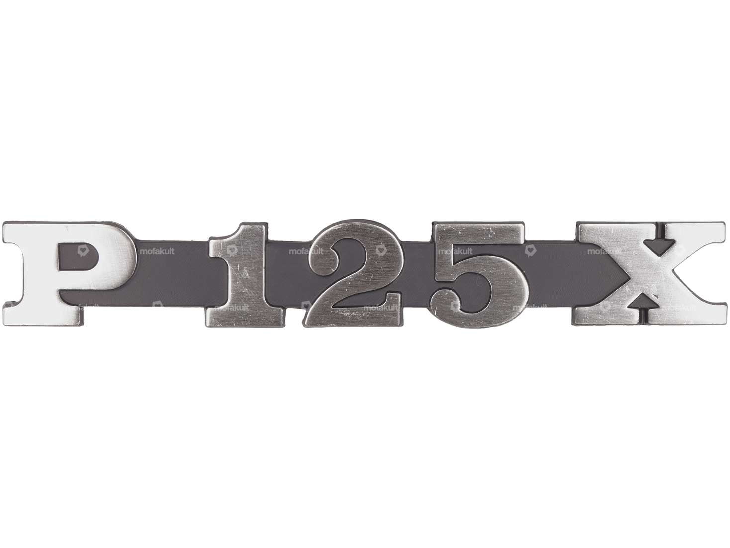 CIF emblema coprifianco sinistro "P 125 X" in alluminio | Vespa P125X Carousel Image 1