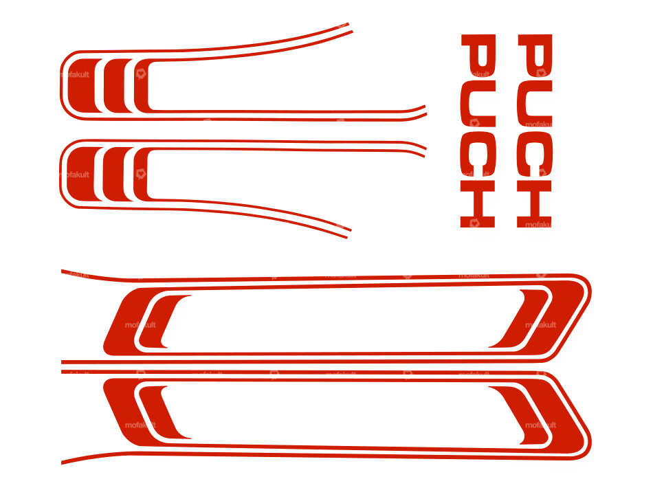 Klebersatz Tank & Rahmen rot (1A-Qualität) Folienplot | Puch Maxi S Carousel Image 1