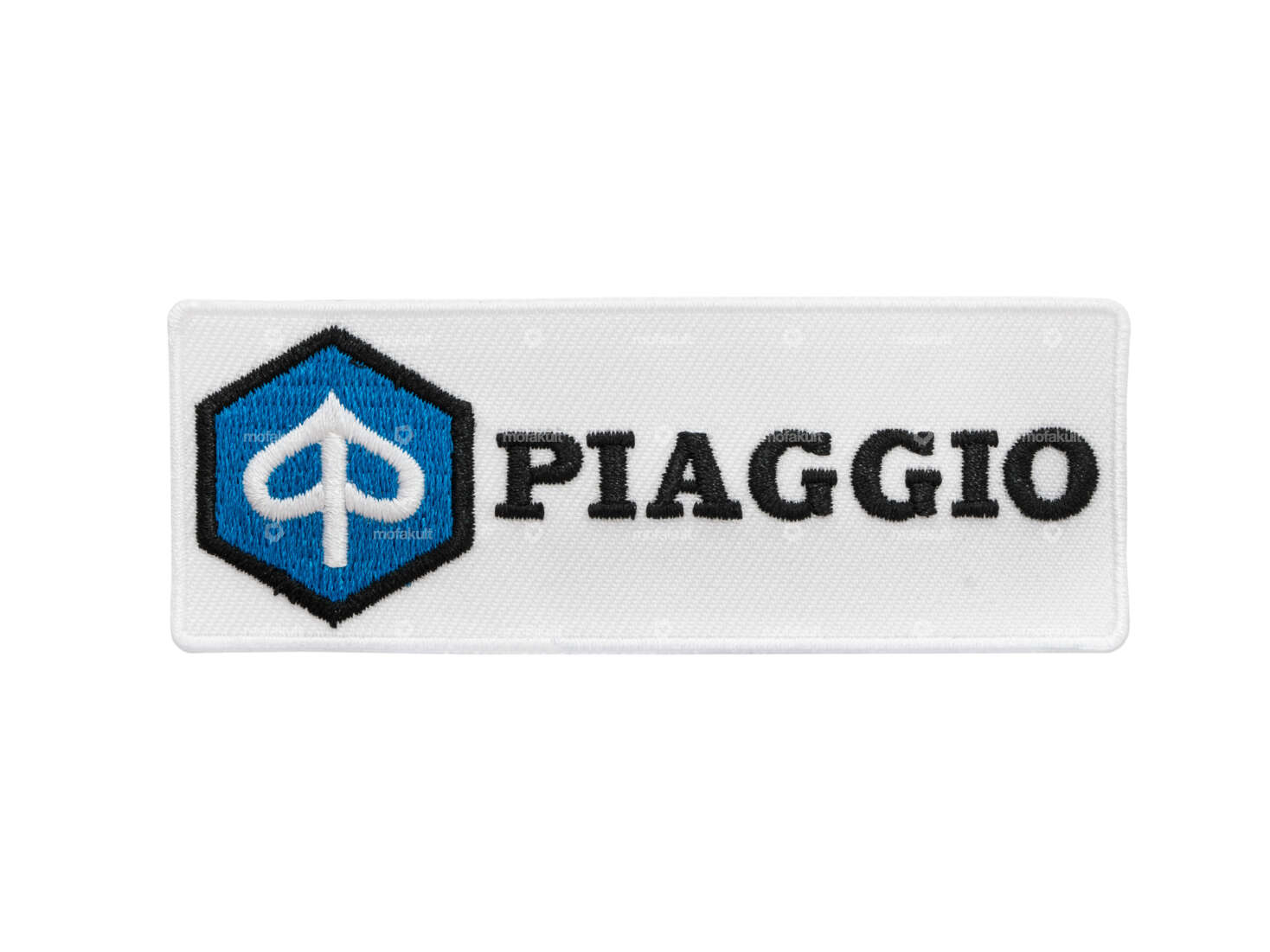 mk-Merch Aufnäher «Piaggio» 95 x 35 mm weiss Carousel Image 1