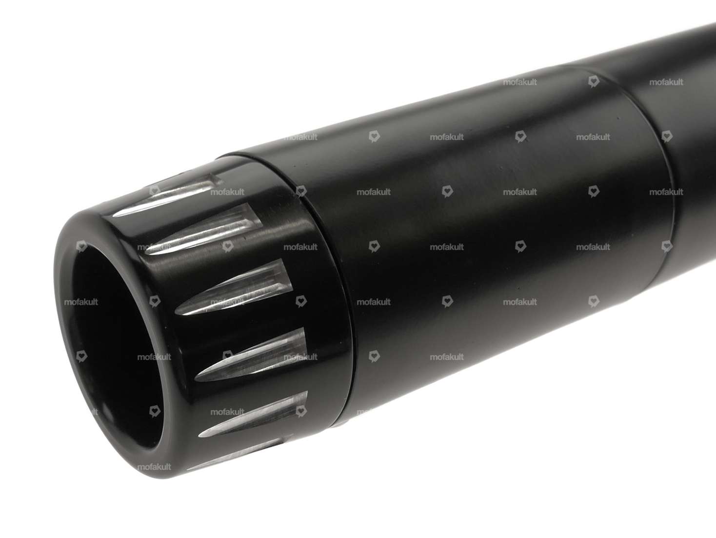 66HEROES Auspuff X-Pipe 32 mm Chrom / schwarz CNC Endstück Carousel Image 4