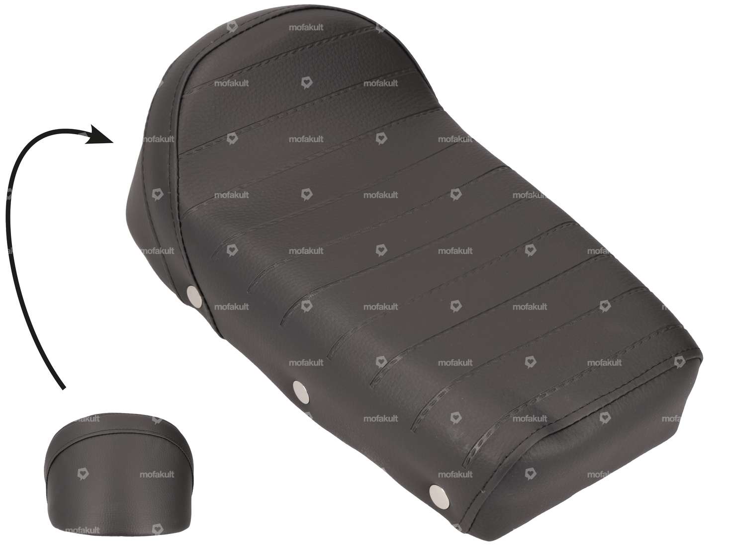 Seat bench with rivets, sprung black Carousel Image 1