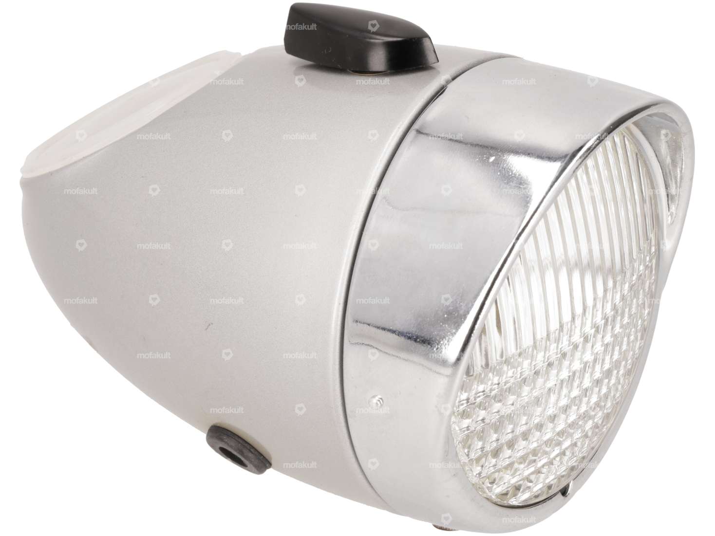 Union Eierlampe Ø 92 mm mit Schalter (mittige Befestigung) silber NOS Carousel Image 1