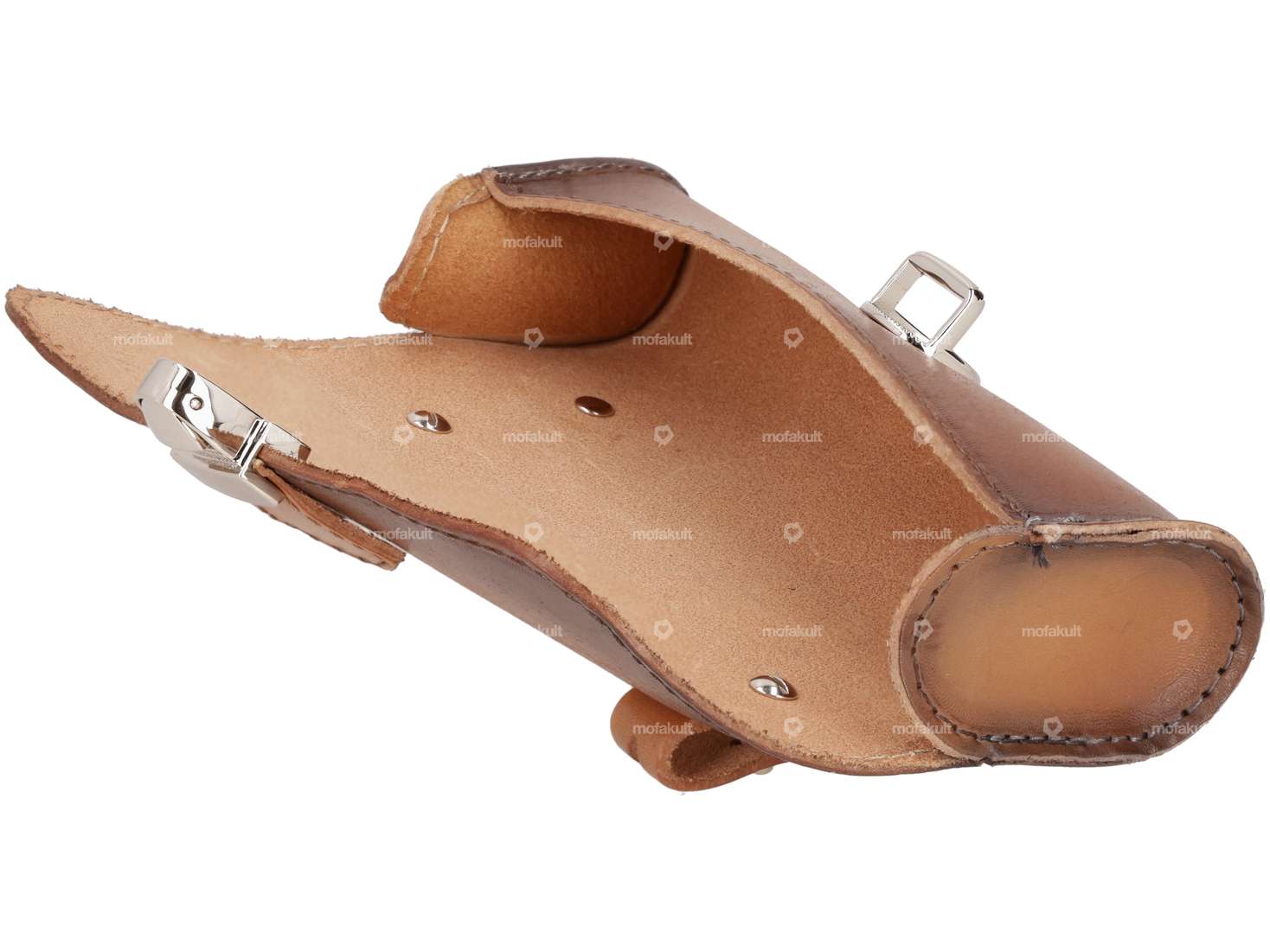 Borsa a tracolla "Charleston" in vera pelle marrone Carousel Image 3