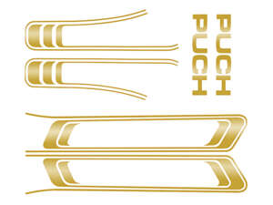 Set di adesivi per serbatoio e telaio oro lucido (qualità 1A) trama della lamina | Puch Maxi S Set di adesivi per serbatoio e telaio oro lucido (qualità 1A) trama della lamina | Puch Maxi S