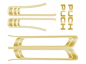 Set di adesivi per serbatoio e telaio oro lucido (qualità 1A) trama della lamina | Puch Maxi S Set di adesivi per serbatoio e telaio oro lucido (qualità 1A) trama della lamina | Puch Maxi S