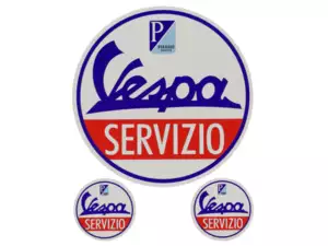 Set di adesivi "Vespa Servizio" Ø 30 / 85 mm Set di adesivi "Vespa Servizio" Ø 30 / 85 mm