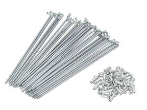 Set di raggi con nipplo (2,9 x 160 mm) in acciaio zincato Set di raggi con nipplo (2,9 x 160 mm) in acciaio zincato