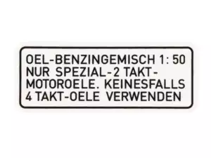 Sticker "OEL-BENZINGEMISCH 1:50" 63 x 25 black | Puch Sticker "OEL-BENZINGEMISCH 1:50" 63 x 25 black | Puch