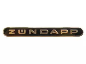 Zündapp Schriftzug gold/schwarz Alu (selbstklebend) Zündapp Schriftzug gold/schwarz Alu (selbstklebend)