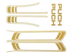 Set adesivi per serbatoio e telaio, pellicola di supporto in PVC dorata | Puch Maxi S Set adesivi per serbatoio e telaio, pellicola di supporto in PVC dorata | Puch Maxi S
