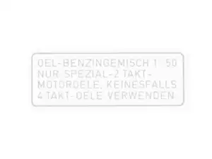 Adesivo benzina 1:50 bianco (Puch) 4 linee NOS Adesivo benzina 1:50 bianco (Puch) 4 linee NOS
