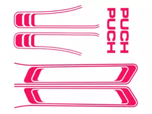 Set di adesivi serbatoio e telaio rosa (qualità 1A) Trama della pellicola | Puch Maxi S Set di adesivi serbatoio e telaio rosa (qualità 1A) Trama della pellicola | Puch Maxi S