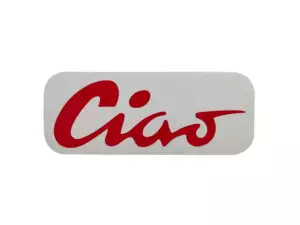Adesivo serbatoio "Ciao" rosso 70 x 28 mm | Piaggio Ciao P, C9 Adesivo serbatoio "Ciao" rosso 70 x 28 mm | Piaggio Ciao P, C9