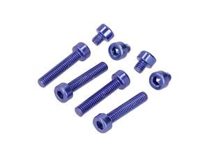 Set di viti M4 x 23,5 / 6,5 esagono incassato alluminio anodizzato blu Set di viti M4 x 23,5 / 6,5 esagono incassato alluminio anodizzato blu