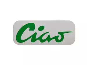 Adesivo serbatoio "Ciao" verde 70 x 28 mm | Piaggio Ciao P, C9 Adesivo serbatoio "Ciao" verde 70 x 28 mm | Piaggio Ciao P, C9