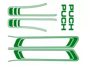 Set di adesivi serbatoio e telaio verde (qualità 1A) Trama della pellicola | Puch Maxi S Set di adesivi serbatoio e telaio verde (qualità 1A) Trama della pellicola | Puch Maxi S