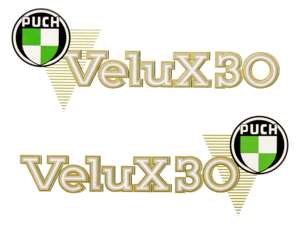 Aufkleber «Puch X30 Velux» alte Ausf. 91x36 Aufkleber «Puch X30 Velux» alte Ausf. 91x36