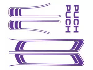 Set di adesivi serbatoio e telaio viola (qualità 1A) Trama della pellicola | Puch Maxi S Set di adesivi serbatoio e telaio viola (qualità 1A) Trama della pellicola | Puch Maxi S