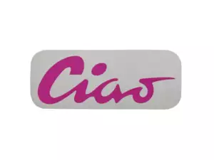 Adesivo serbatoio "Ciao" rosa 70 x 28 mm | Piaggio Ciao P, C9 Adesivo serbatoio "Ciao" rosa 70 x 28 mm | Piaggio Ciao P, C9