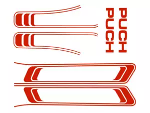 Set di adesivi serbatoio e telaio rosso (qualità 1A) Trama della pellicola | Puch Maxi S Set di adesivi serbatoio e telaio rosso (qualità 1A) Trama della pellicola | Puch Maxi S