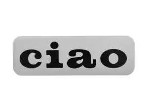 Adesivo serbatoio "ciao" grigio 86 x 26 mm | Piaggio Ciao P, SC Adesivo serbatoio "ciao" grigio 86 x 26 mm | Piaggio Ciao P, SC