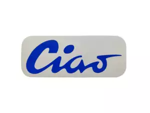 Adesivo serbatoio "Ciao" blu 70 x 28 mm | Piaggio Ciao P, C9 Adesivo serbatoio "Ciao" blu 70 x 28 mm | Piaggio Ciao P, C9