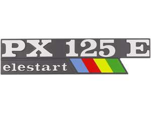 Coperchio laterale emblema RMS sinistro "PX 125 E Elestart" in alluminio | Vespa PX125 E Coperchio laterale emblema RMS sinistro "PX 125 E Elestart" in alluminio | Vespa PX125 E